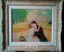 Old Painting School Of Paris The Kiss Marcel Vertès Oil On Canvas 1930