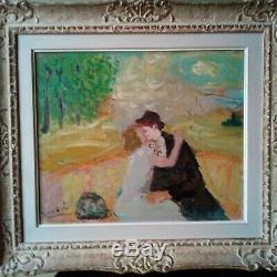 Old Painting School Of Paris The Kiss Marcel Vertès Oil On Canvas 1930