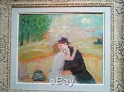 Old Painting School Of Paris The Kiss Marcel Vertès Oil On Canvas 1930