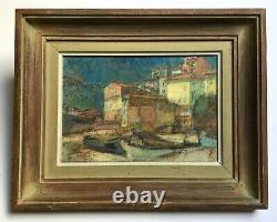 Old Painting Signed And Dated 51, Oil On Canvas, Menton, Box, Middle 20th Century