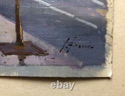 Old Painting Signed, Boulevard Anime, Oil On Cardboard, Painting, 20th