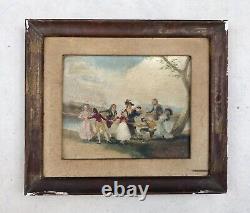Old Painting Signed, Boxed, Colin-maillard's Part, Oil On Panel