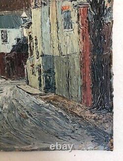 Old Painting Signed By George Hann, Street View, Oil On Cardboard, Early 20th Century