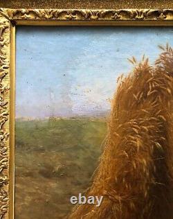 Old Painting Signed Camille Bellanger 1896, The Harvest, Oil on Canvas, 19th Century