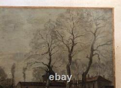 Old Painting Signed Castaignet, Landscape Au Moulin, Aquitaine, Painting, 19th