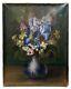 Old Painting Signed Ch. Summer, Oil On Canvas, Still Life, Bouquet, Xxe Flowers