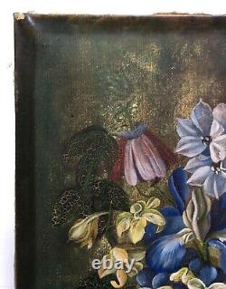 Old Painting Signed Ch. Summer, Oil On Canvas, Still Life, Bouquet, Xxe Flowers