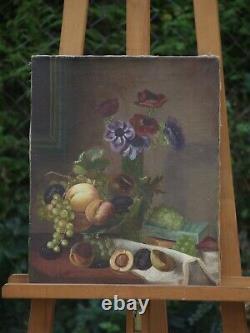 Old Painting Signed Debuchas Oil On Canvas Still Life With Fruit Beginning Xxèm