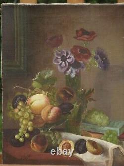 Old Painting Signed Debuchas Oil On Canvas Still Life With Fruit Beginning Xxèm