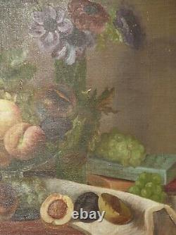 Old Painting Signed Debuchas Oil On Canvas Still Life With Fruit Beginning Xxèm