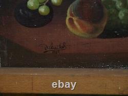 Old Painting Signed Debuchas Oil On Canvas Still Life With Fruit Beginning Xxèm