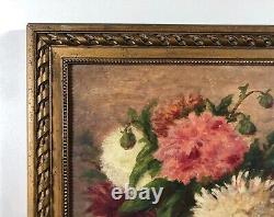 Old Painting Signed Dufour, Bouquet De Fleurs, Oil On Panel, Early 20th Century