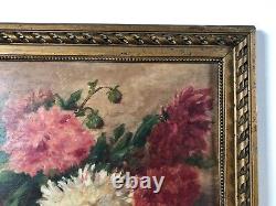 Old Painting Signed Dufour, Bouquet De Fleurs, Oil On Panel, Early 20th Century