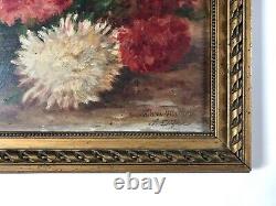 Old Painting Signed Dufour, Bouquet De Fleurs, Oil On Panel, Early 20th Century