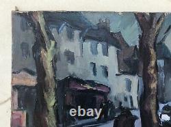Old Painting Signed Fernand Elie, Animated Street, Oil On Canvas, Painting, 20th