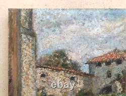 Old Painting Signed Georges Aufray, Provençal Property, Oil on Canvas, 20th Century