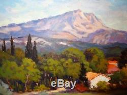 Old Painting Signed Oil On Canvas Eugene Sandrini (1925-1998) Sainte Victoire