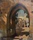 Old Painting Signed Raoul Dastrac, Animated Alley, Oil On Canvas, Early 20th Century