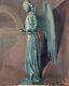 Old Painting Signed, Religious Statue Study, Oil On Canvas, Painting, 20th