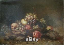 Old Painting Still Life Old Fruits Oil On Canvas Early Twentieth