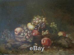 Old Painting Still Life Old Fruits Oil On Canvas Early Twentieth