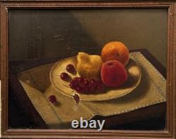 Old Painting Still Life with Fruits 20th Century