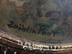 Old Painting Table Flowers Signed