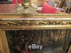 Old Painting Under Wood Oil On Panel Signed To Dechy Frame Dore