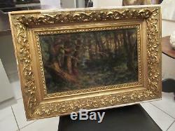 Old Painting Under Wood Oil On Panel Signed To Dechy Frame Dore