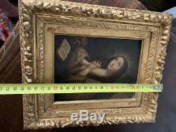 Old Painting Vanity Marie Madeleine Repentente Xviith Painting On Copper