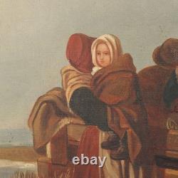 Old Painting Winter Scene Oil on Canvas Europe 19th Century Original