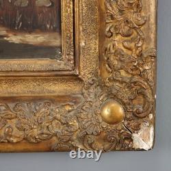 Old Painting Winter Scene Oil on Canvas Europe 19th Century Original