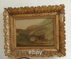 Old Painting Wood Oil Landscape / Signee J. C Renoir