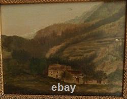 Old Painting Wood Oil Landscape / Signee J. C Renoir