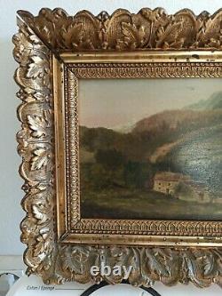 Old Painting Wood Oil Landscape / Signee J. C Renoir