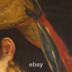 Old Painting Young Woman with Parrot Oil on Canvas 800 Original