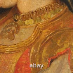 Old Painting Young Woman with Parrot Oil on Canvas 800 Original
