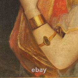 Old Painting Young Woman with Parrot Oil on Canvas 800 Original