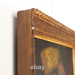 Old Painting Young Woman with Parrot Oil on Canvas 800 Original