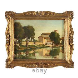 'Old Painting by Carlo Sartorelli 1930 Landscape Oil on Canvas Frame'