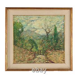 Old Painting by Raoul Viviani 1900 Landscape Oil on Cardboard
