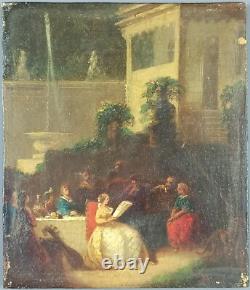Old Painting of Reading, Antique Oil Painting on Panel