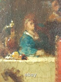 Old Painting of Reading, Antique Oil Painting on Panel