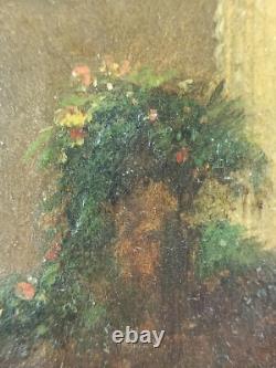 Old Painting of Reading, Antique Oil Painting on Panel