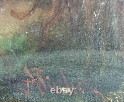 Old Painting of Reading, Antique Oil Painting on Panel
