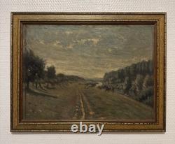 Old Painting of a Forest Landscape and Animals, Louis Pottin (1849–1930)