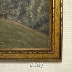 Old Painting of a Forest Landscape and Animals, Louis Pottin (1849–1930)