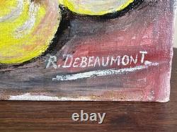 Old Painting oil on canvas mounted on panel R. DEBEAUMON 20th century characters