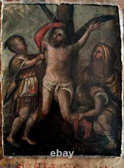 Old Painting on Copper 18th Century Martyrdom of Saint Bartholomew