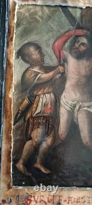 Old Painting on Copper 18th Century Martyrdom of Saint Bartholomew